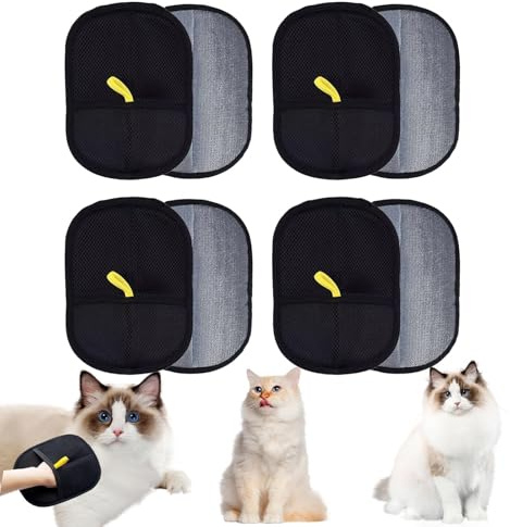 GegXcn 4-Piece Pure Path Pet Hair Glove, 24x18cm Pet Hair Glove | Cat Hair Remover Glove and Purepath Pet Hair Removal Tool, Pet Pal Hair Remover Glove for Daily Grooming and Furniture