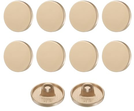 QUARKZMAN 10 Stück Knöpfe 18mm Metall Flache Buttons zum Annähen Runde Bastelknöpfe für Bekleidung Hosen Mantel Jacken Blazer Hemd Anzüge Dekorieren Handwerk Selber Machen, Matt Gold