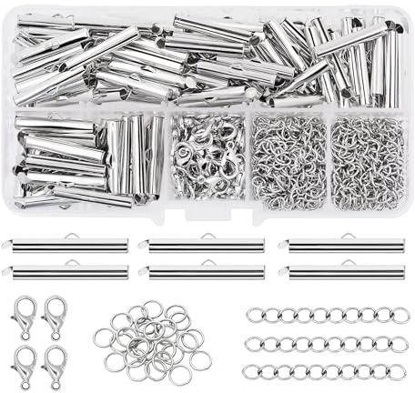 Mandala Crafts 25mm Stainless Steel Seed Bead Sliders Clasps for Jewelry Makings – 90 Slide Connectors Bars End Clasp Tubes Caps Finding