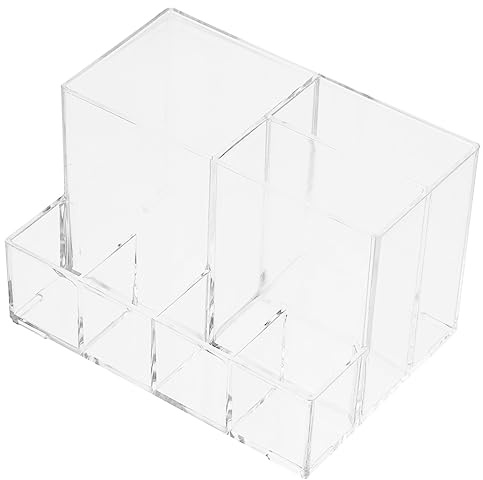 HONITANO Acrylic Makeup Brush Holder and Lipstick Storage Organizer with Multi-compartments, Vanity Cosmetic Container for Bedroom and Bathroom Use
