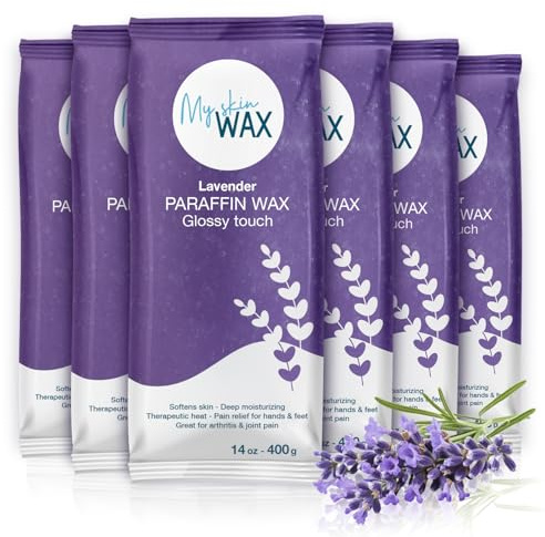 Paraffin Wax Refills Maxi Pack for Hands and Feet Bath – 6 Large 400g Blocks (2.4kg), Lavender Scent, Moisturizing Slightly Oily Wax for Arthritis Relief, Pedicure, Home and Spa Therapy