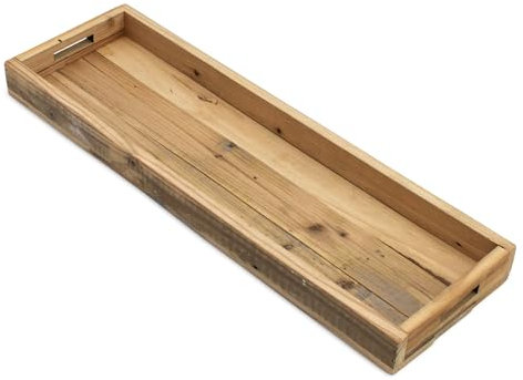 Holz Dekotablett Natur mit Rand - 50 x 16 cm - Kerzentablett rechteckig mit Griffen - Holztablett Tisch Deko Tablett Kerzenbrett für Gestecke Weihnachten Geschenke