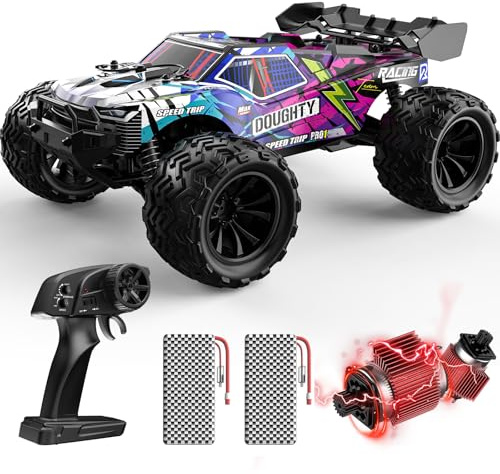 DEERC RC Auto 1:16 4WD High Speed 40KM/H Doppel Motor Monster Truck | mit Doppel Differential, 2 Akkus für 50 Min Spielzeit, All Terrain Offroad Monster Truck, Geschenk für Kinder und Erwachsene