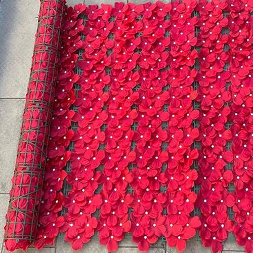 Sichtschutz für den Außenbereich, künstliche Ahornblätter und künstliche Efeu, Dekoration für Balkon, Terrasse, Hof, 100 x 200 cm, rot, perfekt für Heckenzaun, Wand, Hintergrund.