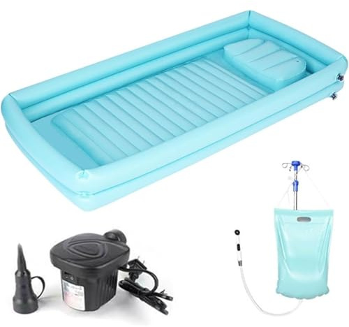 Inflatable Bathtub Shower System with Electric Pump, Portable Bedside Washing Basin for Adults