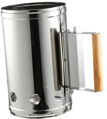 Kisangel Carbon Stove BBQ Anzündkamin mit Holzgriff Schneller Holzkohlegrillstarter für Outdoor BBQ Hitzebeständig mit Belüftungslöchern für Grill Kamin und Camping