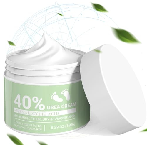 Crema piedi Urea al 40%, Crema Piedi Secchi Screpolati, Per Piedi, Mani, Talloni, Gomiti, Unghie e Ginocchia