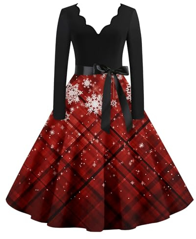 Robe Noel Femme Robe De Soiree Femme Grande Taille Laine Velours Tenue Fete Cadeau Haut Reveillon Manche Longue Jour De L'an Adulte Nouvel an Glamour Vetement 2#Rose Vif L