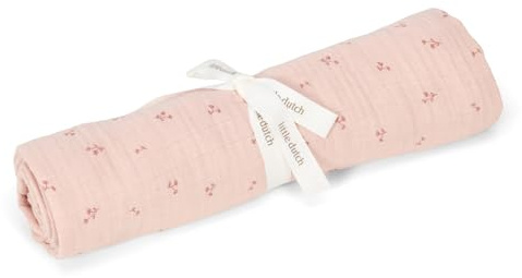 Little Dutch Pucktuch Swaddle Tuch Decke Musselin Baby (120x120 cm) Blossom rosa - Pure
