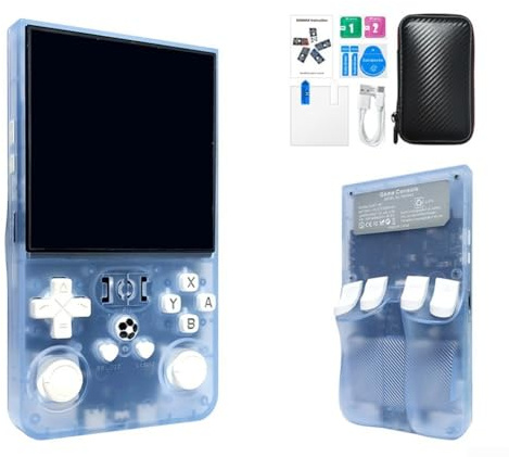 R36MAX Console di gioco portatile retrò, con schermo IPS HD da 4,0 pollici, durata della batteria 6H, 15000 giochi classici integrati, portatile per mini console per adolescenti e adulti (blu