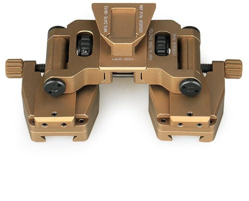 Nachtsichtgerät Brückenmontage Für PVS-14 - Verstellbare Doppel-Schwalbenschwanz Helmhalterung, 90° Klappfunktion & IPD-Verstellung, Für Taktische Helme(Gold)
