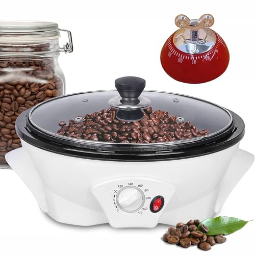 BONJUME Torréfacteur De Café Électrique, 500g Machine À Torréfier Les Grains 1200W Pour La Maison Avec Minuteur Température Réglable 0-240°C Torréfaction Sans Fumée Pour Café, Noix Et Graines