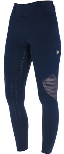 Covalliero - Damen Reitleggings Silikon Vollbesatz FS26 – Reithose mit Mesh-Einsätzen – Frühling & Sommer Reiterhose – weich, leicht & atmungsaktiv – Dunkelblau – Gr. 36/38