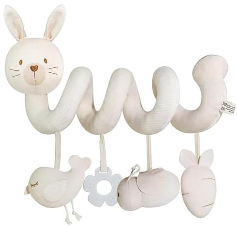 ZVD Jouet Poussette Bebe, Jouet de Poussette pour Bébé, Animaux en Peluche en Spirale Suspendus de Berceau, d'activité sensorielle éducative grinche,Spirale d'activité bébé (Lapin)