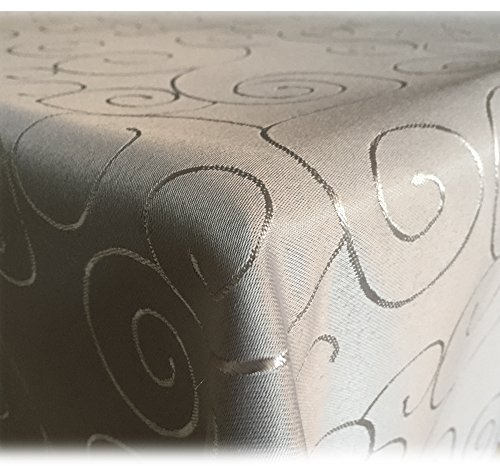 JEMIDI Tischdecke Ornamente Seidenglanz Edel Tisch Decke Tafeldecke 31 Größen und 7 Farben Hellgrau 130x220