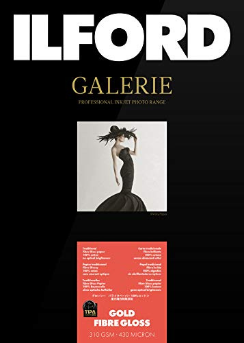 ILFORD Galerie Gold Fibre Gloss, 310GSM, GPGFG, 5x7, 13x18cm, 50 Blatt, Inkjetpapier, Tintenstrahldruckerpapier, Fotopapier