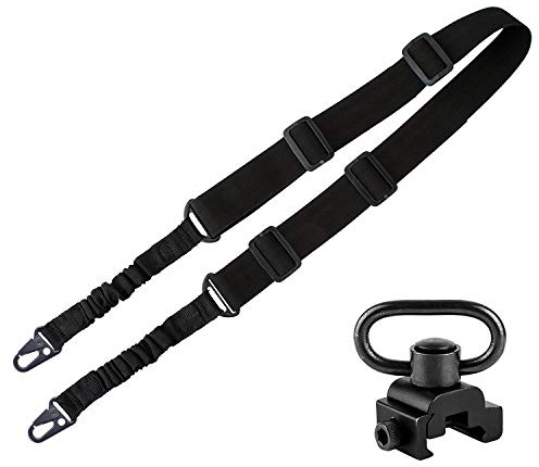 BOOSTEADY 2 Punkt Gewehr Schlinge Verstellbarer Riemen Mehrzweck Gewehrriemen Gewehr Schlinge mit QD Schwenkfuß für Outdoor Sport, Jagd-Bündel