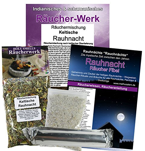 Rauhnächte 6-TLG Räucherset KELTISCHE RAUHNACHT zum räuchern für alle Rauhnächte & Dreikönige. 22-Kräuter Räuchermischung mit Räucherkohle, Rauhnachtfibel + Räucherzubehör. 81143