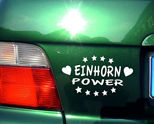cartattoo4you® AK-01037 Einhorn Power,K-Serie, Autoaufkleber Aufkleber, weiß, in 24 Farben erhältlich, glänzend 17 x 10 cm