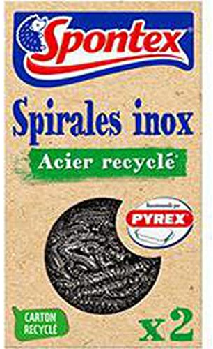 SPONTEX - Spirale Inox Acier Recyclé - 2 spirales inox désincrustantes - Acier recyclé* inoxydable