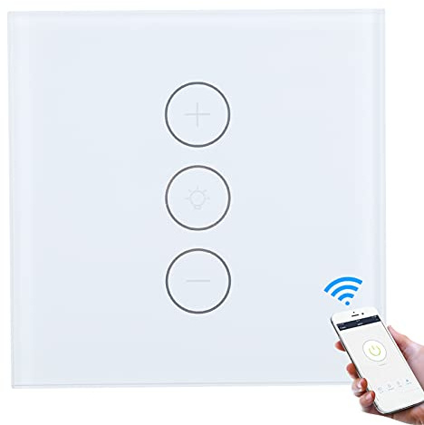 Dioche Wifi Smart Dimmer Switch 3Gang Light Switch Voice Touch Phone APP Remote Control Timing Work with Smart Life for Househlod (White)