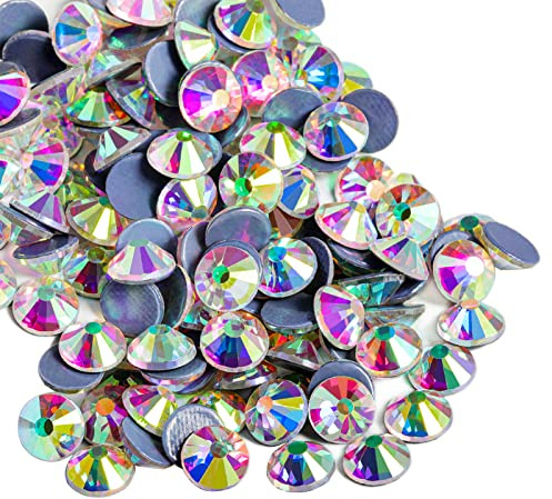 Beadsland Hotfix Strass, 288pz Flatback Cristallo Strass per Artigianato Decorazione Fai da Te, Cristallo AB, SS34, 7.0-7.3mm