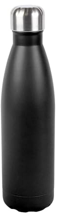 axentia Isolierflasche mit Deckel, Edelstahl Trinkflasche schwarz, ca. 500 ml