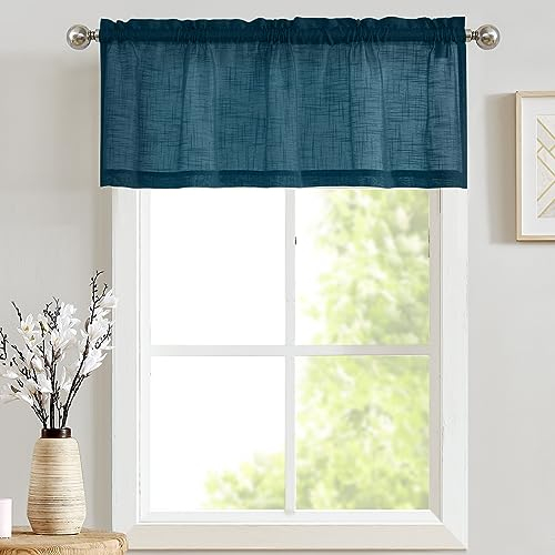 TOPICK Tenda da bistrò, semitrasparente, corta, per cucina, soggiorno, piccola finestra, casa di campagna, 130 cm x 40 cm (larghezza x altezza), 1 pezzo