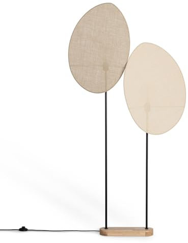 LEDKIA LIGHTING - Lampadaire Elliptica | Métal et Textile | Design Ovale | Compatible Ampoule E27 (Non Incluse) | Éclairage Personnalisable, Noir, Métal, Tissu