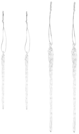 Warmhm 4 Stück Eiszapfen Aus Glas Glasbaum Weihnachts-DIY-dekorationszubehör Ornamente Dekorationen Für Den Weihnachtsbaum Weihnachtsfensterdekoration Winter Baumschmuck Gewöhnliches Glas