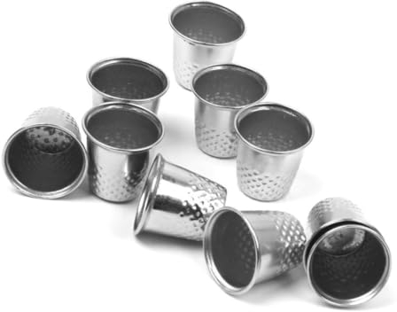 NUOBESTY Metallene Nähfingerhüte Robust 10 Stück zum Nähen und Reparieren und Silberfarben für Selbstgemacht Bastelarbeiten von Segeln und Leder