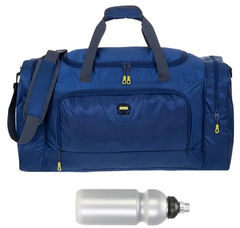 Sporttasche groß 55 cm Gym Bag Sport Elephant Trainer blau 1243 +Flasche | dark blue marine Damen Herren Reisetasche Sauna Schwimmtasche Reise Arbeit Fitness Tasche Gymbag Sportstudio 40 L