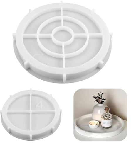 NAROSEBE 2 Stück Runde Silikonformen Tablett Mit Rillen 26cm,16CM | Gießformen Untersetzer Kerzenhalter, Epoxidharz Formen, für Schmuck Teller Herstellung