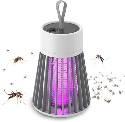 Mozzguard Mosquito Zapper, repellente per zanzare, per esterni, lampada per zanzare, con lampada UV, zanzariera portatile, 2000 mAh, ricaricabile, USB, per giardini di campeggio (grigio)