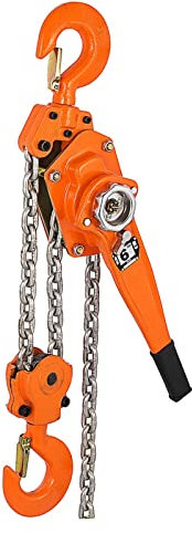 ZATTYDV Motorhebezeug, 6 Tonnen Kettenzug mit manuellem Hebel, robuste Hakenhalterung/tragbarer 6-m-Handblock zum Ziehen und Heben für Fabriken, Lagerhäuser, Baugewerbe