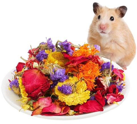 Bettwäsche für Hamster,Hamsterblumen | Natürliche Trockenblumen-Gerbil-Bettwäsche - Geruchskontrolle, Hamsterfutter, Gehege-Lebensraum-Dekoration für Kaninchen, Rennmäuse oder andere Kleintiere