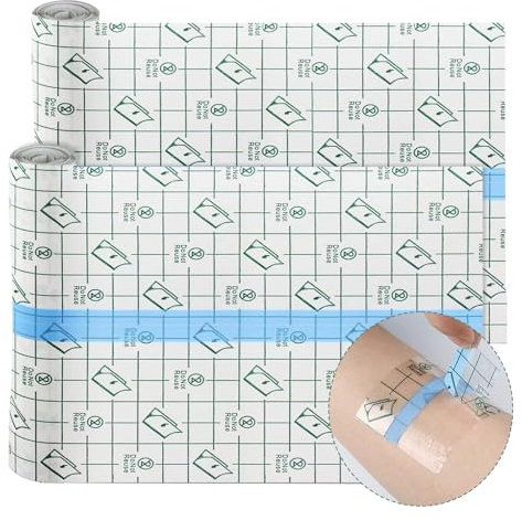 2 PCS Benda Trasparente Impermeabile, Cerotti Elastici di Fissaggio,Pellicola Protettiva Traspirante,Per La Guarigione Del Tatuaggio, Doccia e Il Nuoto,Protezione Delle Ferite (15 CM* 2 M)