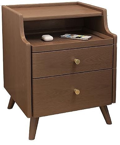 Moderna mesita de noche de madera para espacios pequeños, color nogal, 40 cm de altura, ideal para el hogar, sala de estar, dormitorio