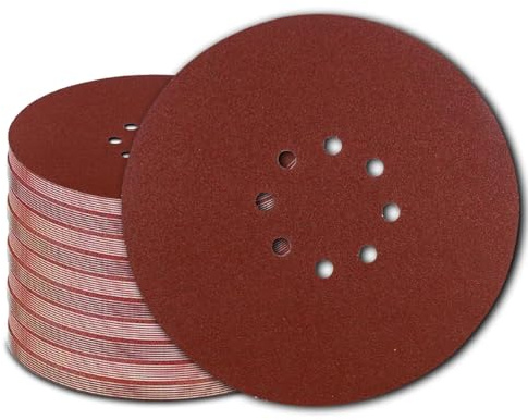 EETools 50pcs 225mm Sanding Disc, Sander Disc 8 Hole Hook and Loop Sanding Discs 9 inch Sanding Discs Each 10 x P60, P80, P100, P150, P240 Grit total 50 discs Mix Set For Drywall Sander Sanding Pads
