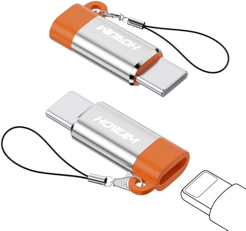 HOWJIM Light-ning till USB C-adapter 2 Stycken,PD27W/66W Snabb Laddning 480Mbps Dataöverföring,Light-ning Hylsa till USB C Kontakt Adapter för Phone15 16 Pad G-alaxy X-peria Ej för hörlurar/OTG Silver
