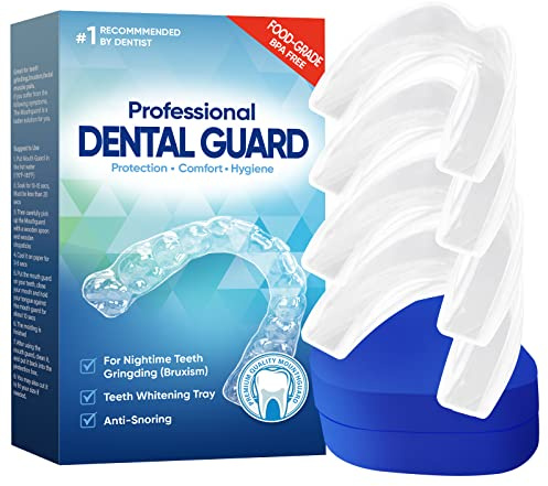 Knirscherschiene für nacht, 4pcs Mouth Guard, 2 Größen schnarchschiene Verformbare Vorrichtung Gegen das Zahnen, Easy to Use