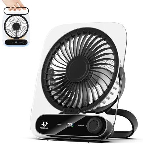 Simpeak Ventilatore da Tavolo Silenzioso con 199 Velocità,Mini Ventilatore Portatile USB Ultrasottile da Parete per Casa, Scrivania, Ufficio, Campeggio, Tavolo, 3000mAh Nero