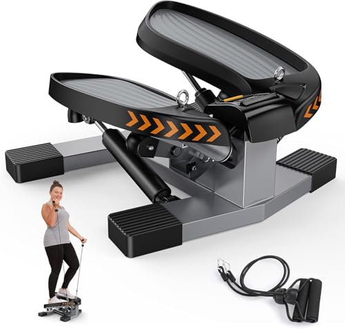 HoldOneLight Stepper resistente para gimnasios en casa, mini paso giratorio, escalador de escalera para ejercicios de entrenamiento, con bandas de resistencia, paso de escalera de fitness debajo del