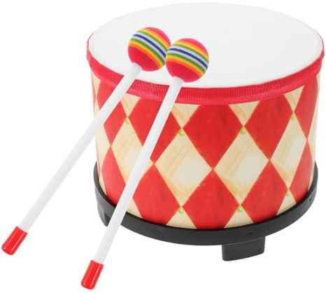 ERINGOGO Tamburo per Sviluppare Ritmo e Coordinazione in Legno con Design Rosso Accattivante , Strumento Musicale Educativo per Bambini per Attività di Gruppo e Casa