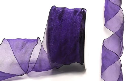 s.dekoda Schleifenband Organza 25m x 60mm Dunkellila Lila Organzaband mit formbaren Drahtkanten Geschenkband [D3142-6643]