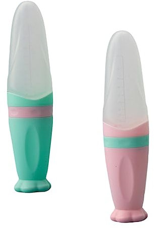 Kisangel 2stücke Reisbrei-fütterungsflasche aus Silikon mit Quetschlöffel Auslaufsicher für Babynahrung Einfach zu Reinigen Verwenden für Brei Milch und Andere Nahrungsmittel