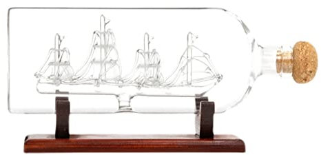 KRXSOBNV, Decanter con Supporto in Legno Dispenser for Bevande da 750 ml Bottiglia di Vino in Cristallo for liquori, Brandy, Tequila, Bourbon, caraffa for Rum e Vino Scozzese,Decanter