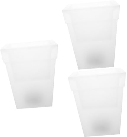 VANZACK 3 Pezzi Lampada Solare da Giardino Vaso Quadrato in Plastica con Luce Bianca per Esterni Patio e Prato Decorativo Energy Saving