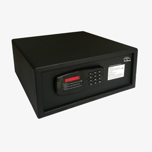 ELRIBIRD Cassaforte Elettronica Hotel con Apertura Automatica della Porta Tastiera Digitale & Dimensioni per Computer Portatile 15 Pollici - Qualità Premium Nero per Hotel, Ufficio & Uso Personale