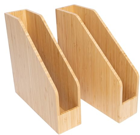 Ninebendstreams Bambus-Zeitschriftenhalter, Buchhalter, 2 Stück | Dokumentenschrankregal, Aufbewahrungs-Organizer, kleines Zeitschriftenregal, für Zuhause, Büro